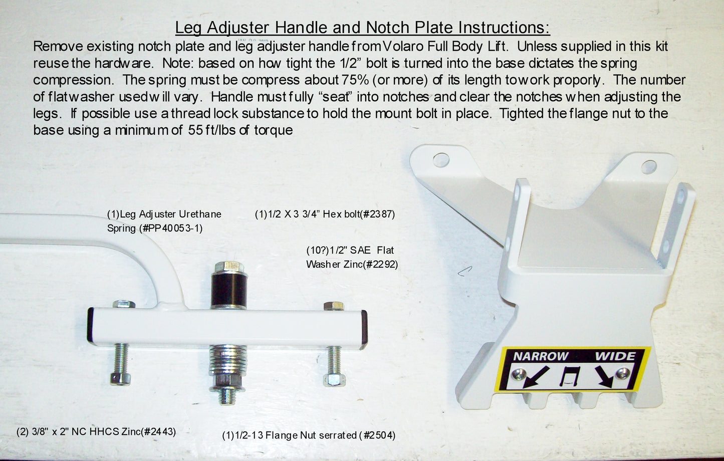 71300K - Notch Plate and Leg Adjuster Kit
